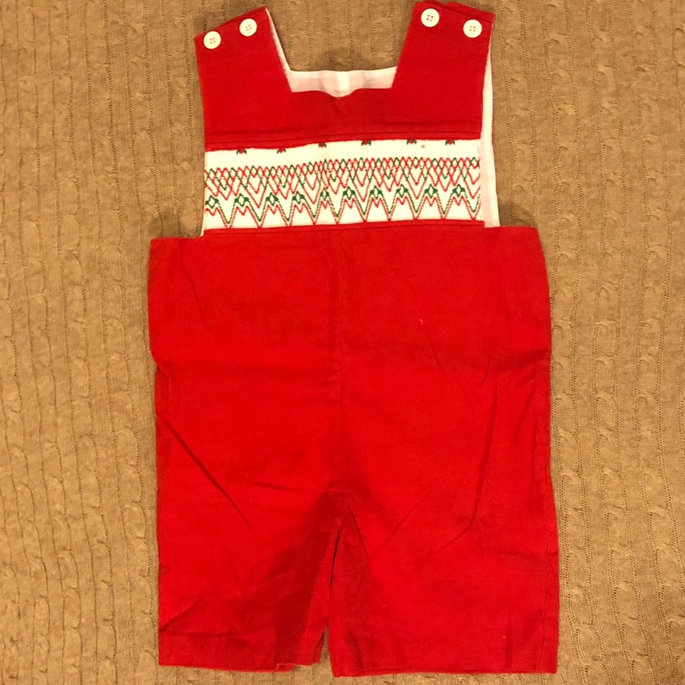 Toddler smocked holiday shortall